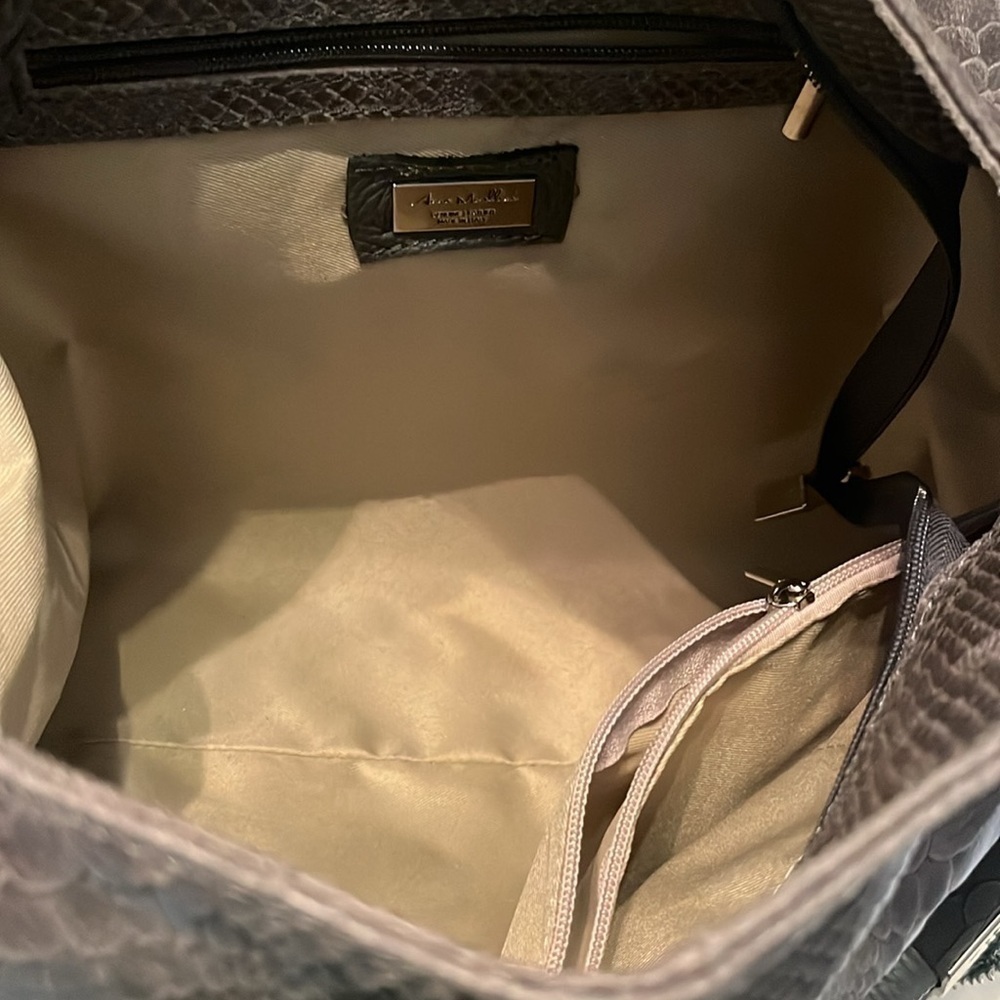NWT Anna Morellini Rosallia Gray Leather Shopper Purse - Picture 12 of 16